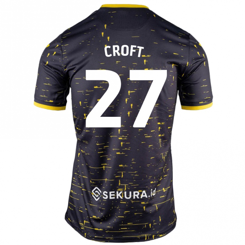 Men Football Mary Croft #27 Black Yellow Away Jersey 2024/25 T-Shirt Nz