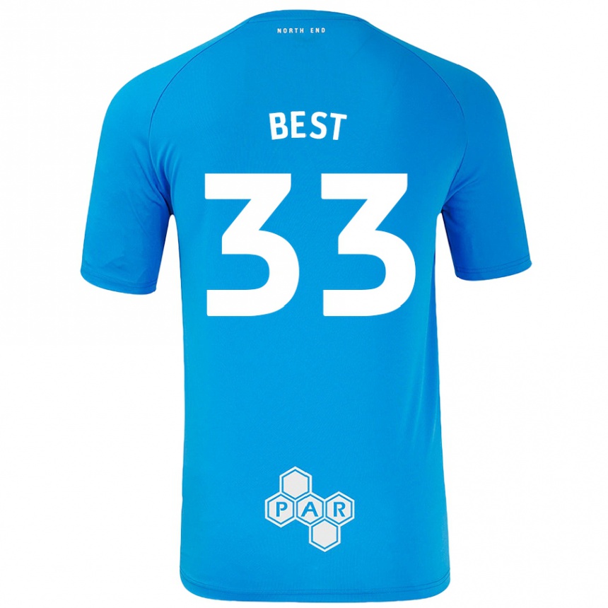 Men Football Kian Best #33 Sky Blue Away Jersey 2024/25 T-Shirt Nz