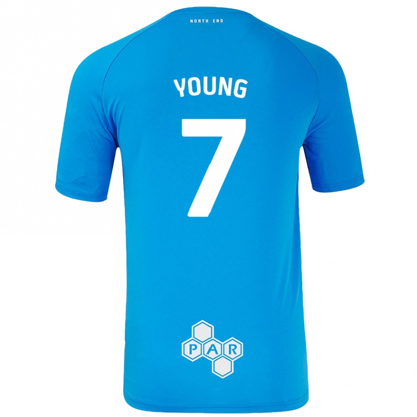 Men Football Danielle Young #7 Sky Blue Away Jersey 2024/25 T-Shirt Nz