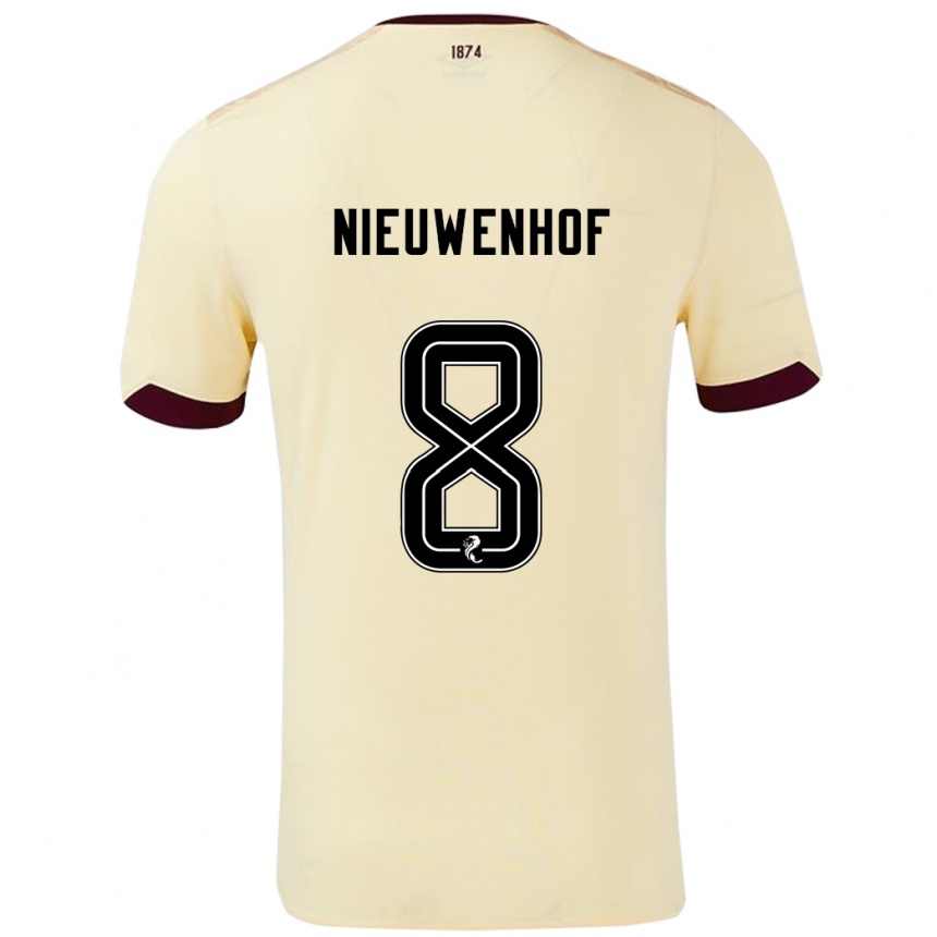 Men Football Calem Nieuwenhof #8 Cream Burgundy Away Jersey 2024/25 T-Shirt Nz