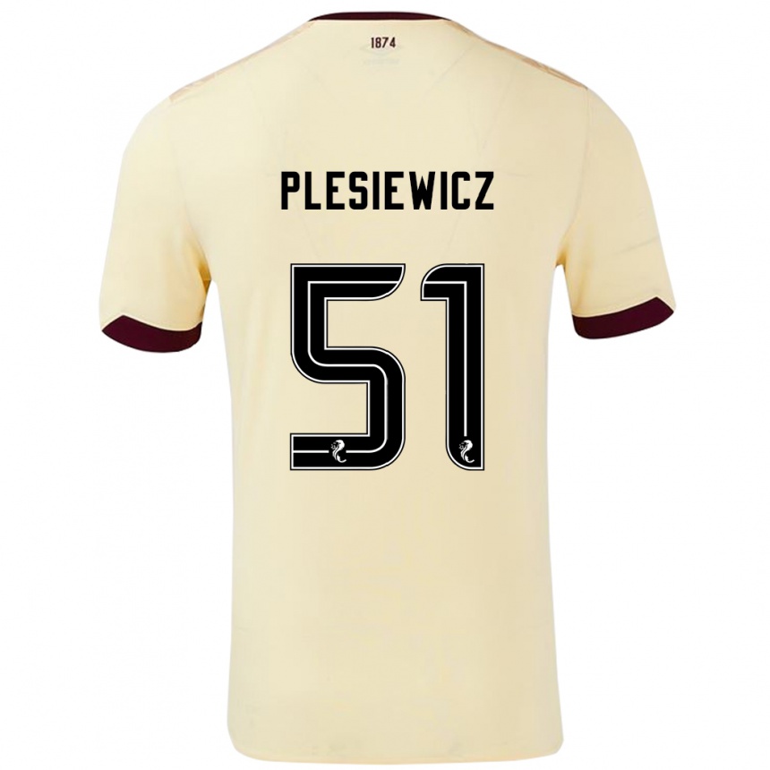 Men Football Szymon Plesiewicz #51 Cream Burgundy Away Jersey 2024/25 T-Shirt Nz