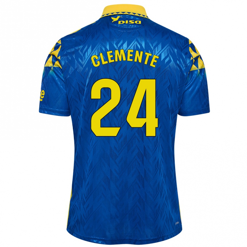 Men Football Enrique Clemente #24 Blue Yellow Away Jersey 2024/25 T-Shirt Nz