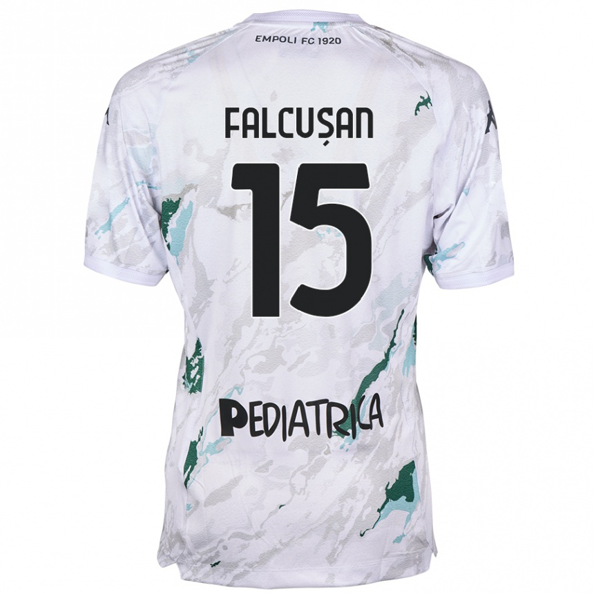 Men Football Darius Fălcușan #15 Grey Away Jersey 2024/25 T-Shirt Nz