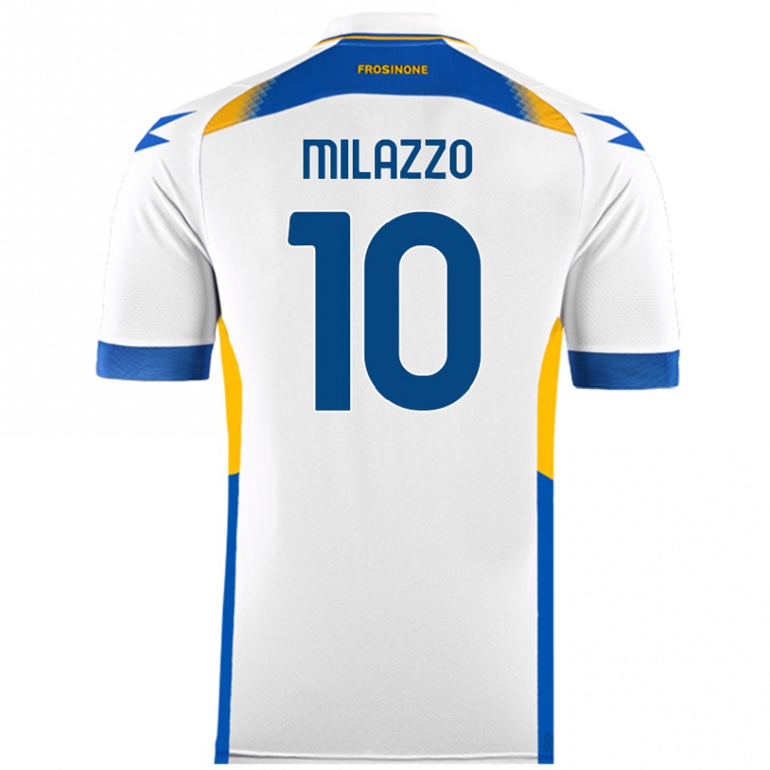 Men Football Simone Milazzo #10 White Away Jersey 2024/25 T-Shirt Nz