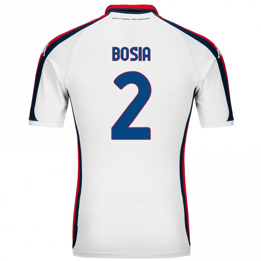 Men Football Davide Bosia #2 White Away Jersey 2024/25 T-Shirt Nz