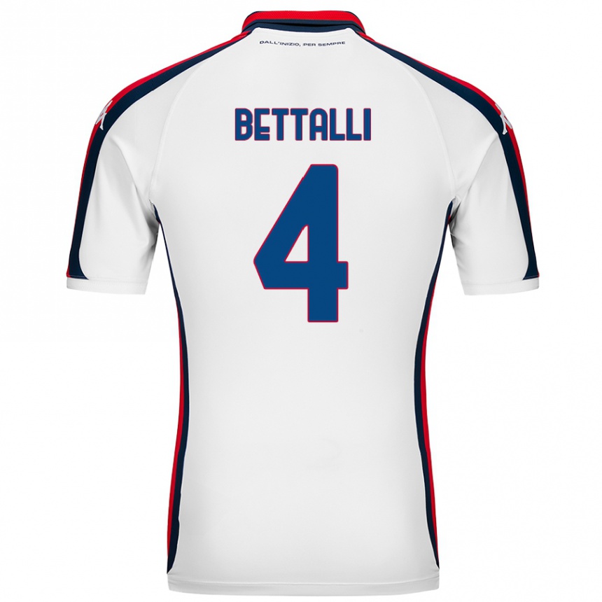 Men Football Giorgia Bettalli #4 White Away Jersey 2024/25 T-Shirt Nz