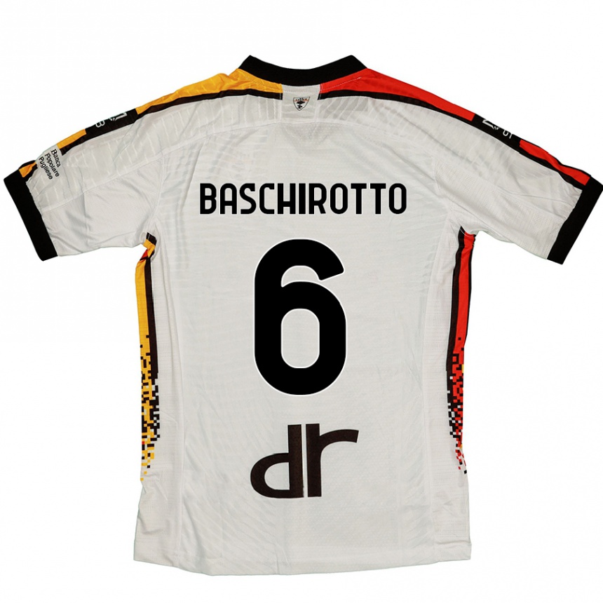 Men Football Federico Baschirotto #6 White Black Away Jersey 2024/25 T-Shirt Nz