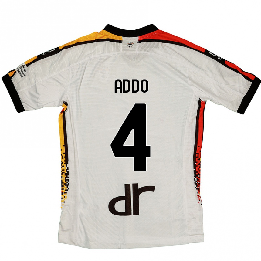 Men Football Vernon Addo #4 White Black Away Jersey 2024/25 T-Shirt Nz