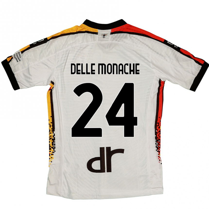 Men Football Marco Delle Monache #24 White Black Away Jersey 2024/25 T-Shirt Nz