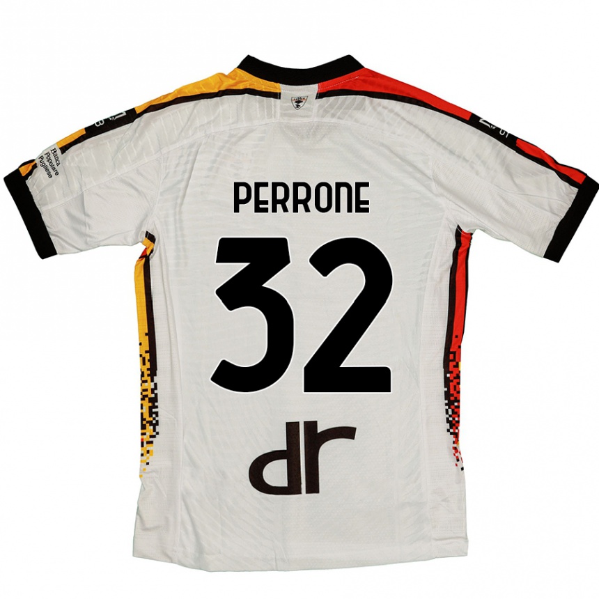 Men Football Samuele Perrone #32 White Black Away Jersey 2024/25 T-Shirt Nz