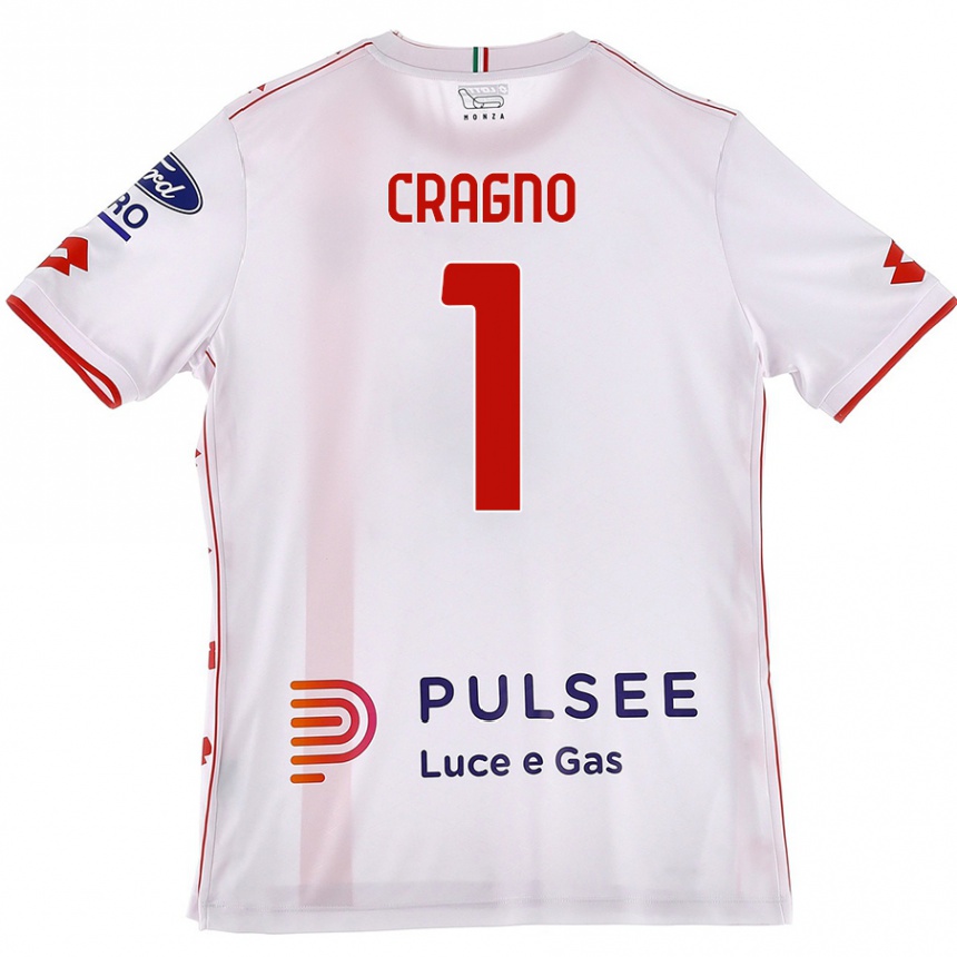 Men Football Alessio Cragno #1 White Red Away Jersey 2024/25 T-Shirt Nz