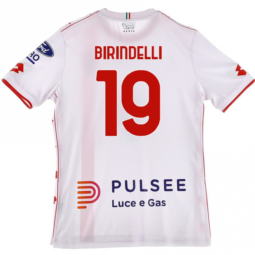 Men Football Samuele Birindelli #19 White Red Away Jersey 2024/25 T-Shirt Nz