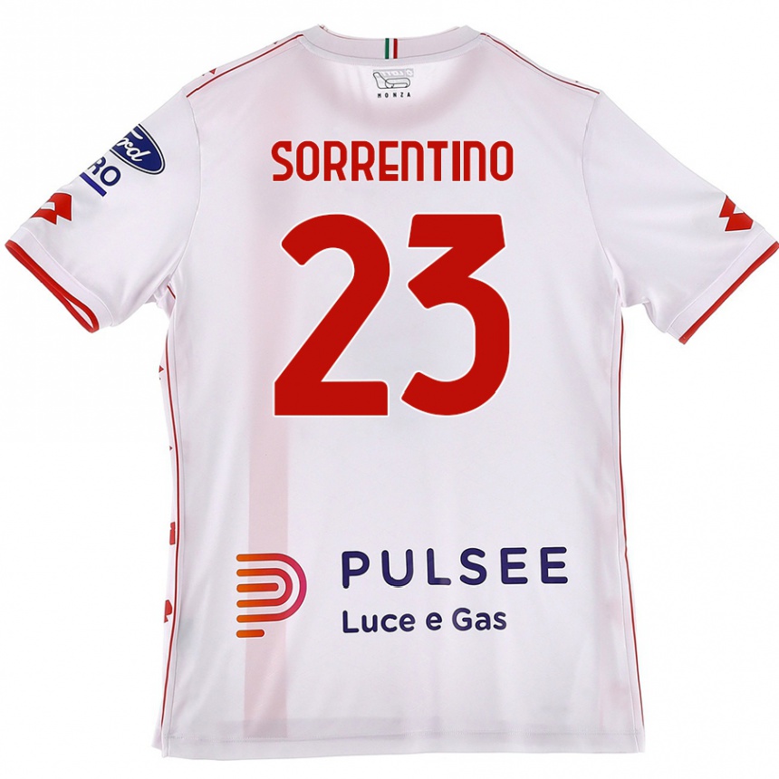 Men Football Alessandro Sorrentino #23 White Red Away Jersey 2024/25 T-Shirt Nz