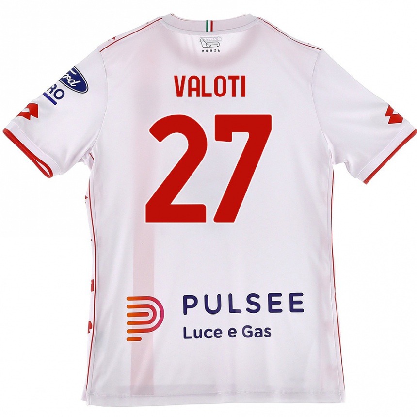 Men Football Mattia Valoti #27 White Red Away Jersey 2024/25 T-Shirt Nz