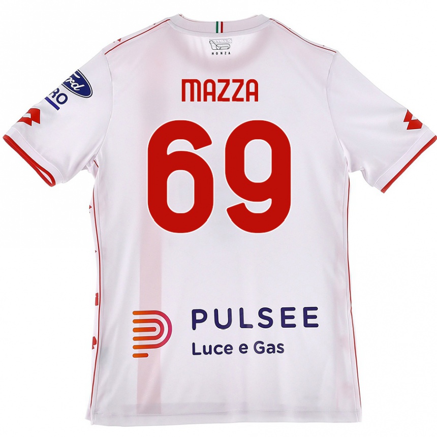 Men Football Andrea Mazza #69 White Red Away Jersey 2024/25 T-Shirt Nz