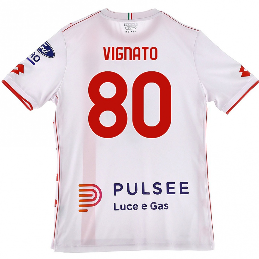 Men Football Samuele Vignato #80 White Red Away Jersey 2024/25 T-Shirt Nz