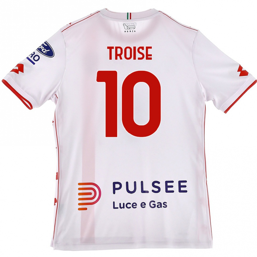 Men Football Antonio Troise #10 White Red Away Jersey 2024/25 T-Shirt Nz