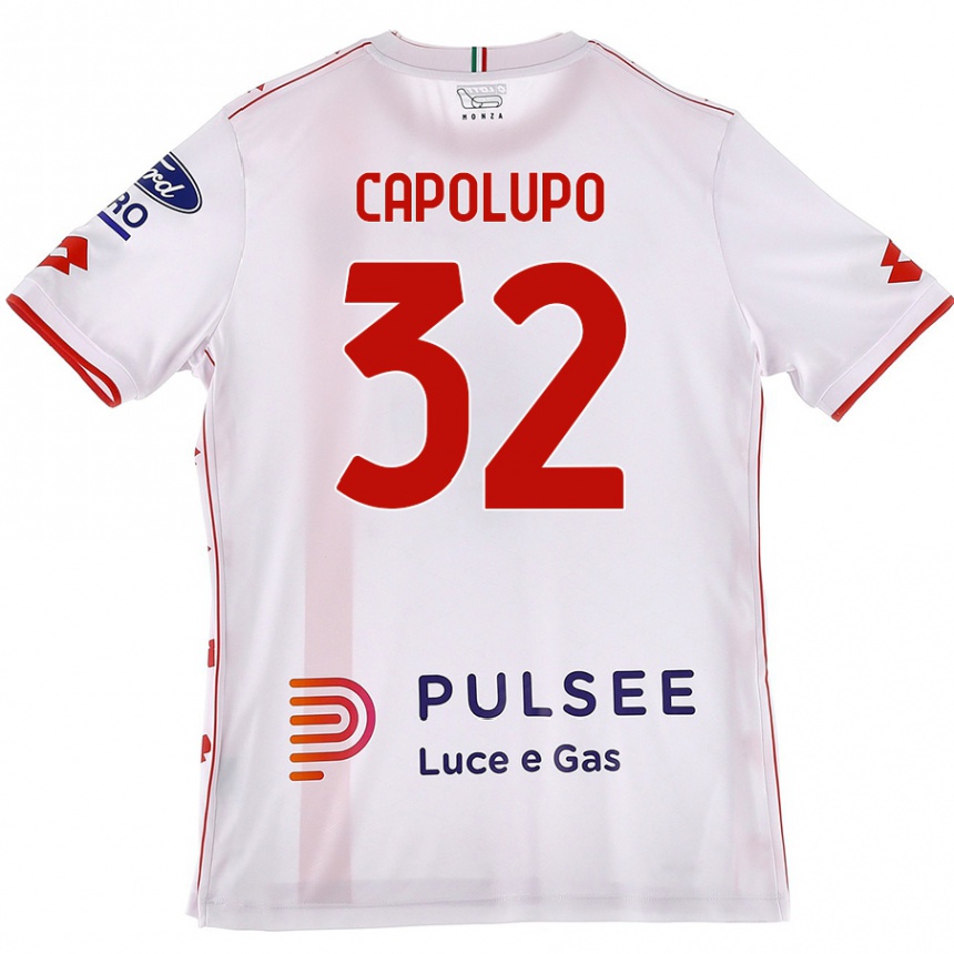 Men Football Samuele Capolupo #32 White Red Away Jersey 2024/25 T-Shirt Nz