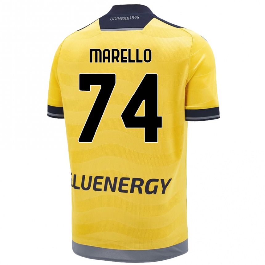 Men Football Mattia Marello #74 Golden Away Jersey 2024/25 T-Shirt Nz