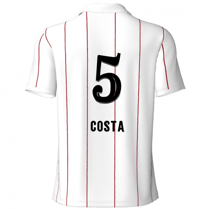 Men Football Ayrton Costa #5 White Black Away Jersey 2024/25 T-Shirt Nz