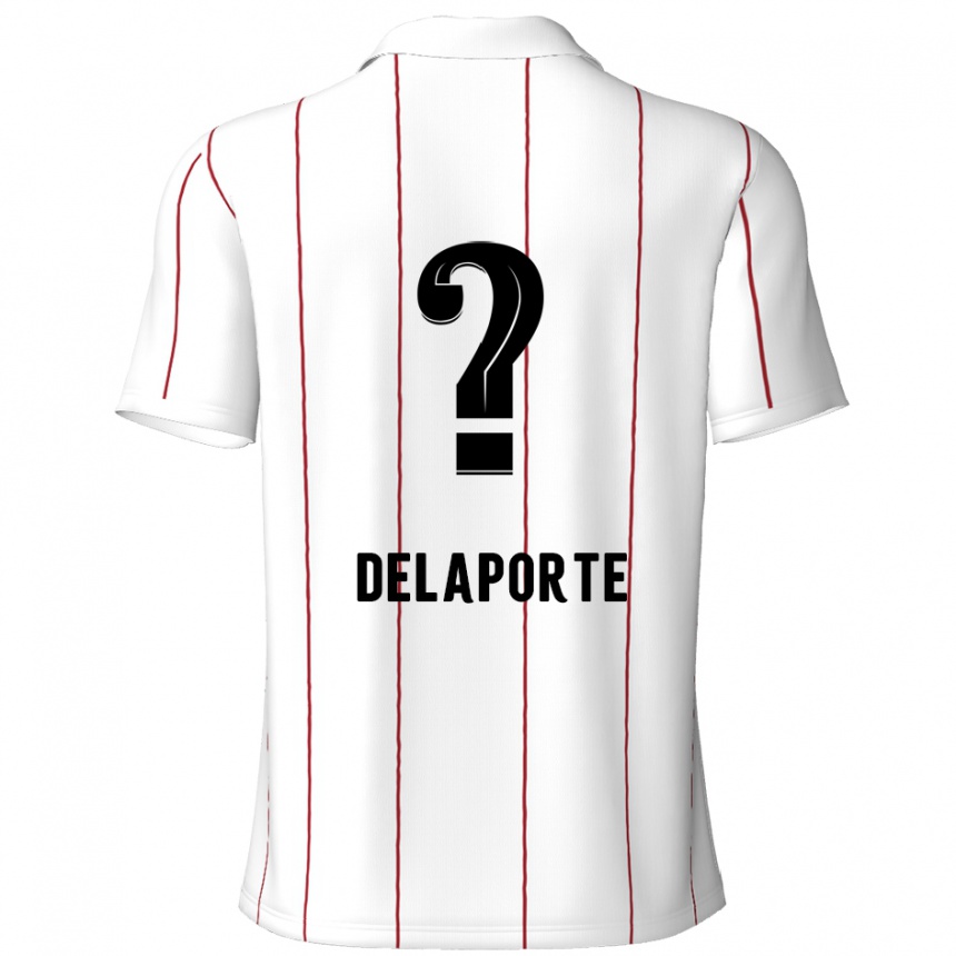 Men Football Kyano Delaporte #0 White Black Away Jersey 2024/25 T-Shirt Nz