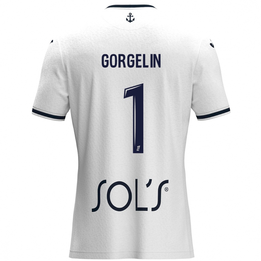 Men Football Mathieu Gorgelin #1 White Dark Blue Away Jersey 2024/25 T-Shirt Nz