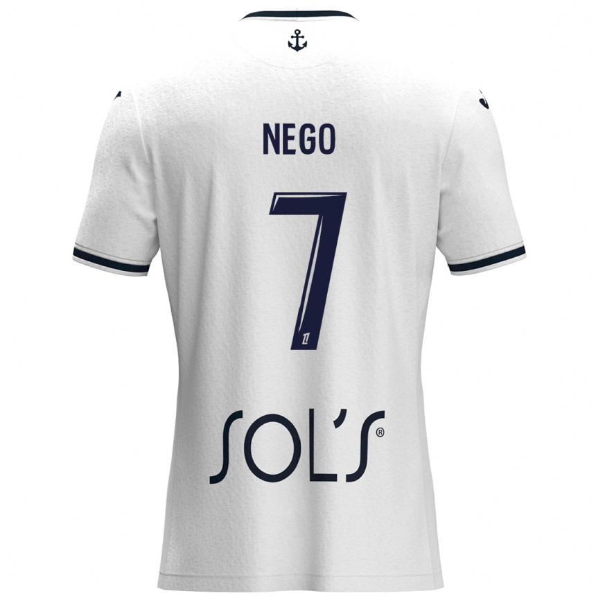 Men Football Loïc Nego #7 White Dark Blue Away Jersey 2024/25 T-Shirt Nz