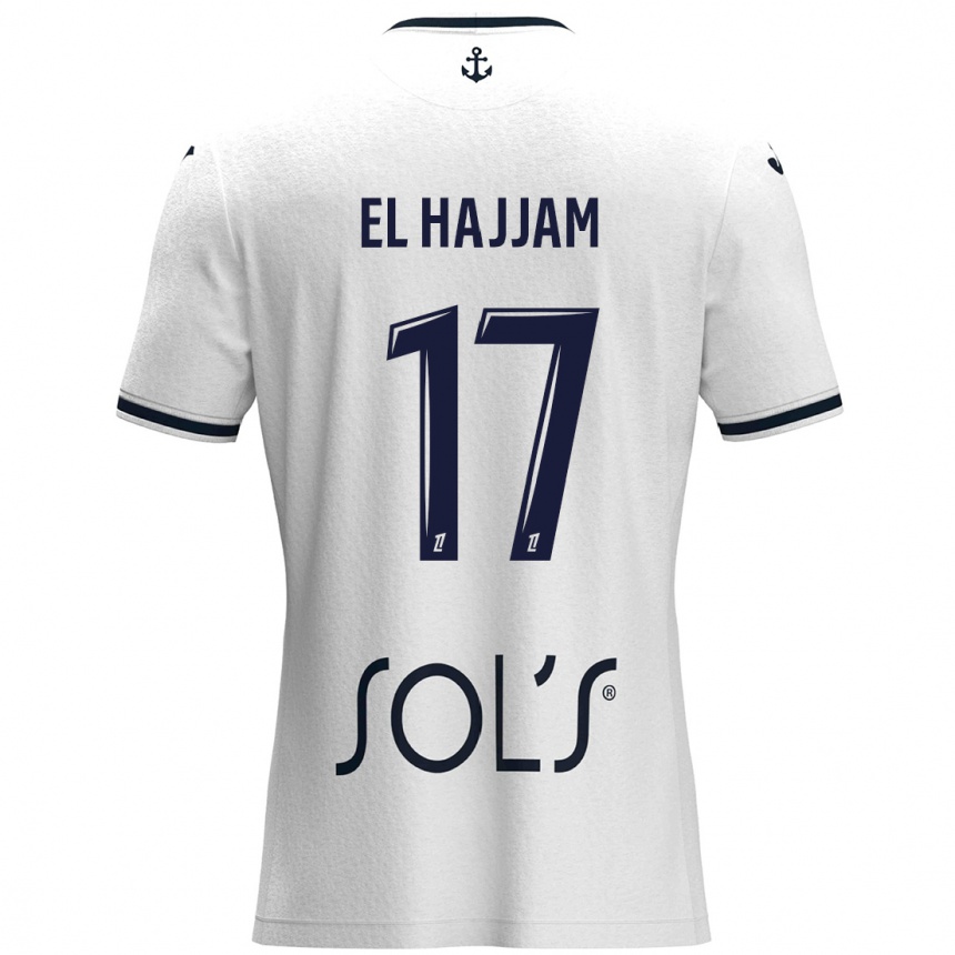 Men Football Oualid El Hajjam #17 White Dark Blue Away Jersey 2024/25 T-Shirt Nz