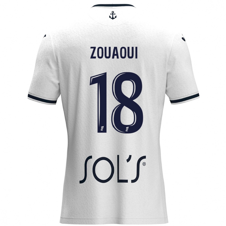 Men Football Yanis Zouaoui #18 White Dark Blue Away Jersey 2024/25 T-Shirt Nz