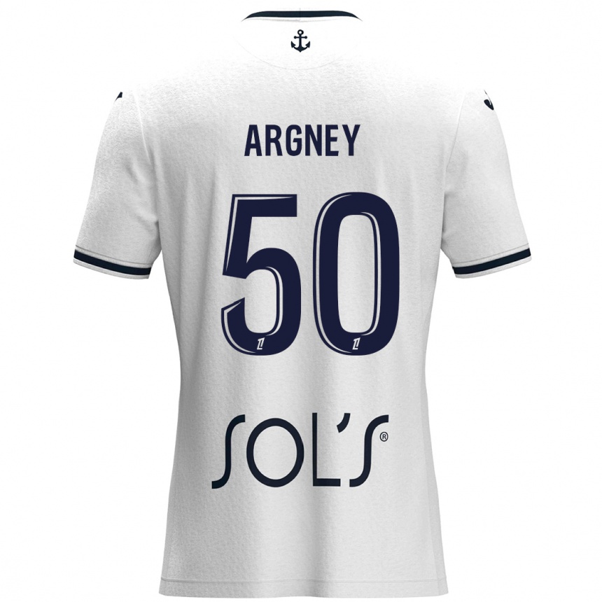 Men Football Paul Argney #50 White Dark Blue Away Jersey 2024/25 T-Shirt Nz