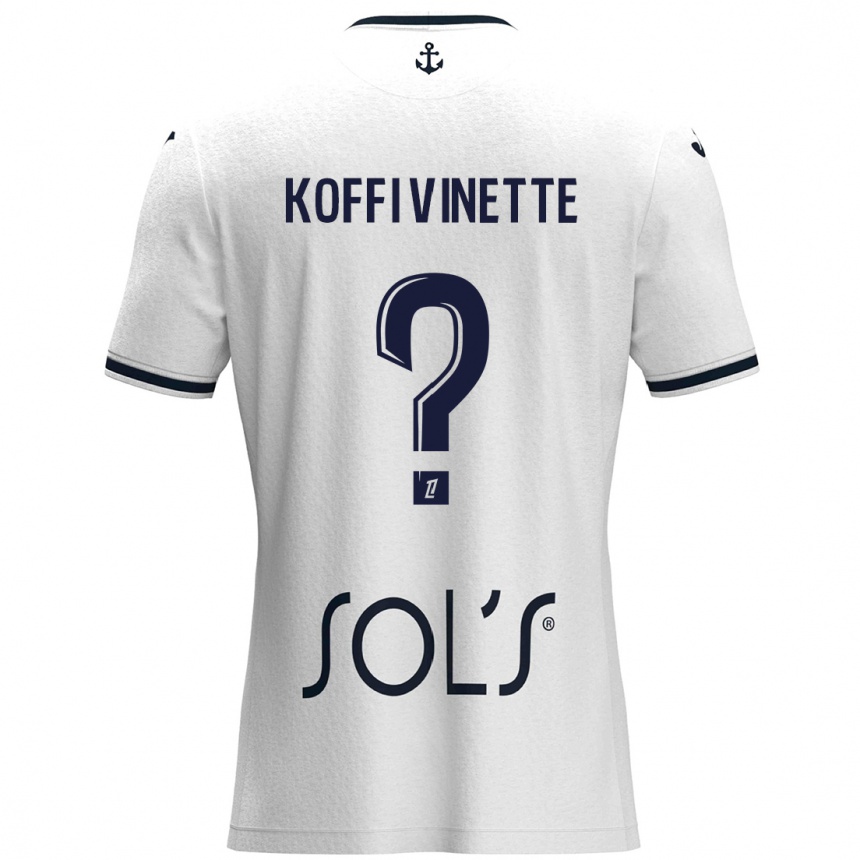 Men Football Enzo Koffi Vinette #0 White Dark Blue Away Jersey 2024/25 T-Shirt Nz