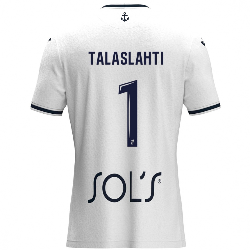 Men Football Katriina Talaslahti #1 White Dark Blue Away Jersey 2024/25 T-Shirt Nz