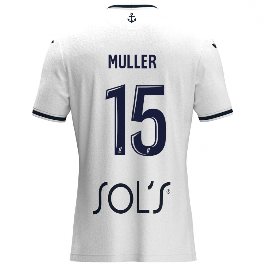 Men Football Laura Muller #15 White Dark Blue Away Jersey 2024/25 T-Shirt Nz