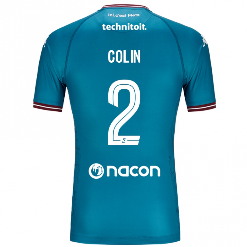 Men Football Maxime Colin #2 Bleu Petrole Away Jersey 2024/25 T-Shirt Nz