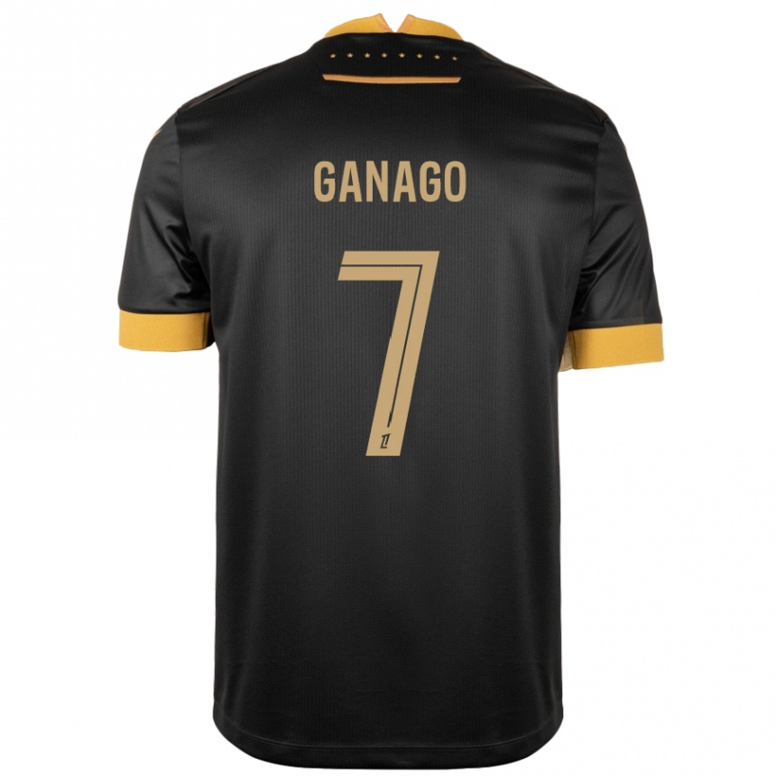 Men Football Ignatius Ganago #7 Black Brown Away Jersey 2024/25 T-Shirt Nz