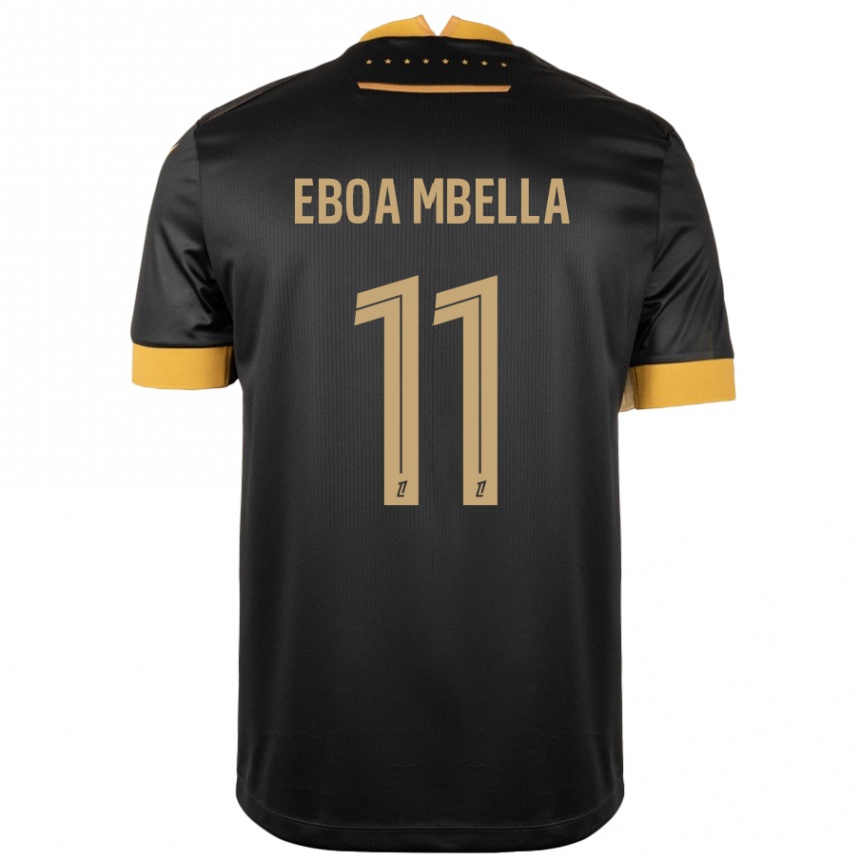 Men Football Eden Eboa Mbella #11 Black Brown Away Jersey 2024/25 T-Shirt Nz