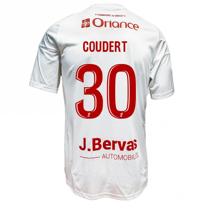 Men Football Grégoire Coudert #30 White Red Away Jersey 2024/25 T-Shirt Nz