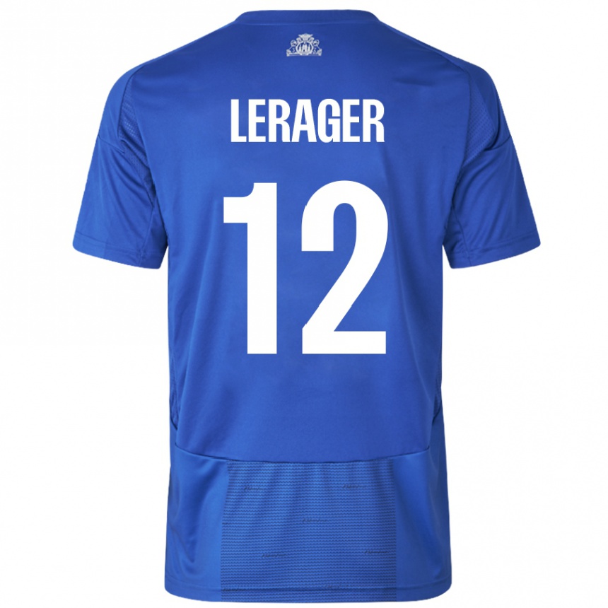 Men Football Lukas Lerager #12 White Blue Away Jersey 2024/25 T-Shirt Nz