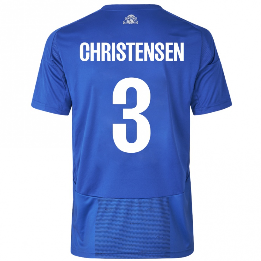 Men Football Sebastian Christensen #3 White Blue Away Jersey 2024/25 T-Shirt Nz