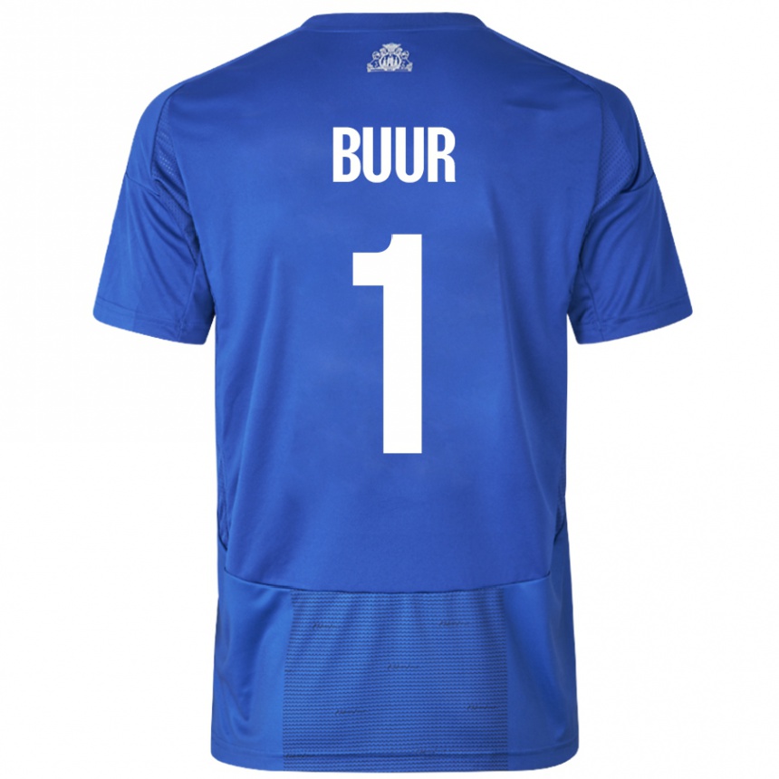 Men Football Oscar Buur #1 White Blue Away Jersey 2024/25 T-Shirt Nz