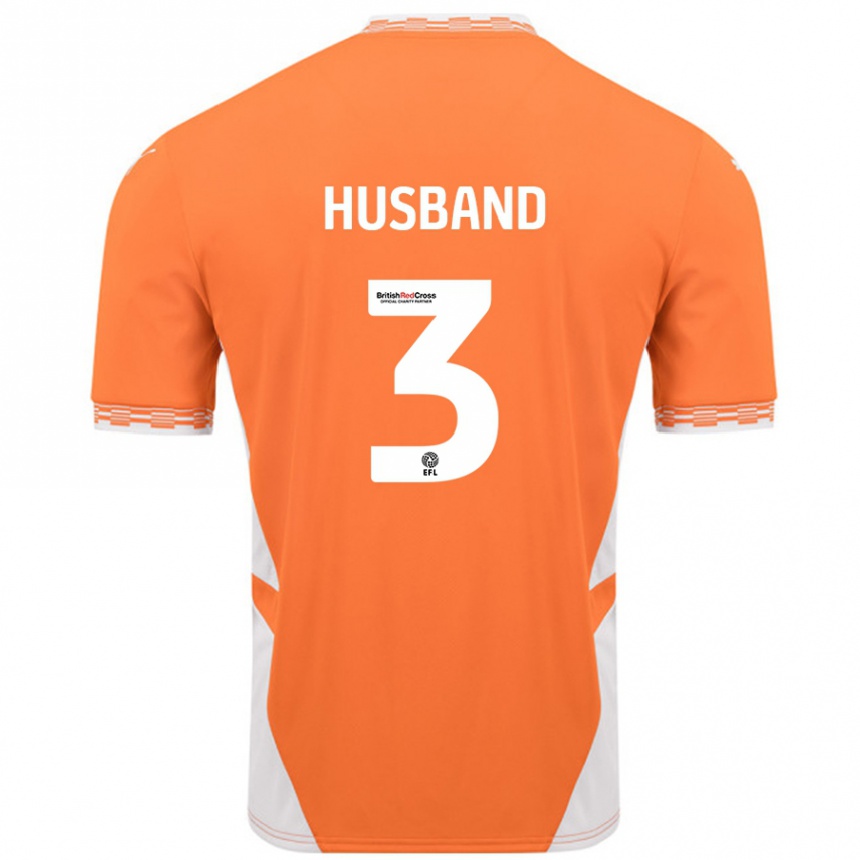 Women Football James Husband #3 Orange White Home Jersey 2024/25 T-Shirt Nz