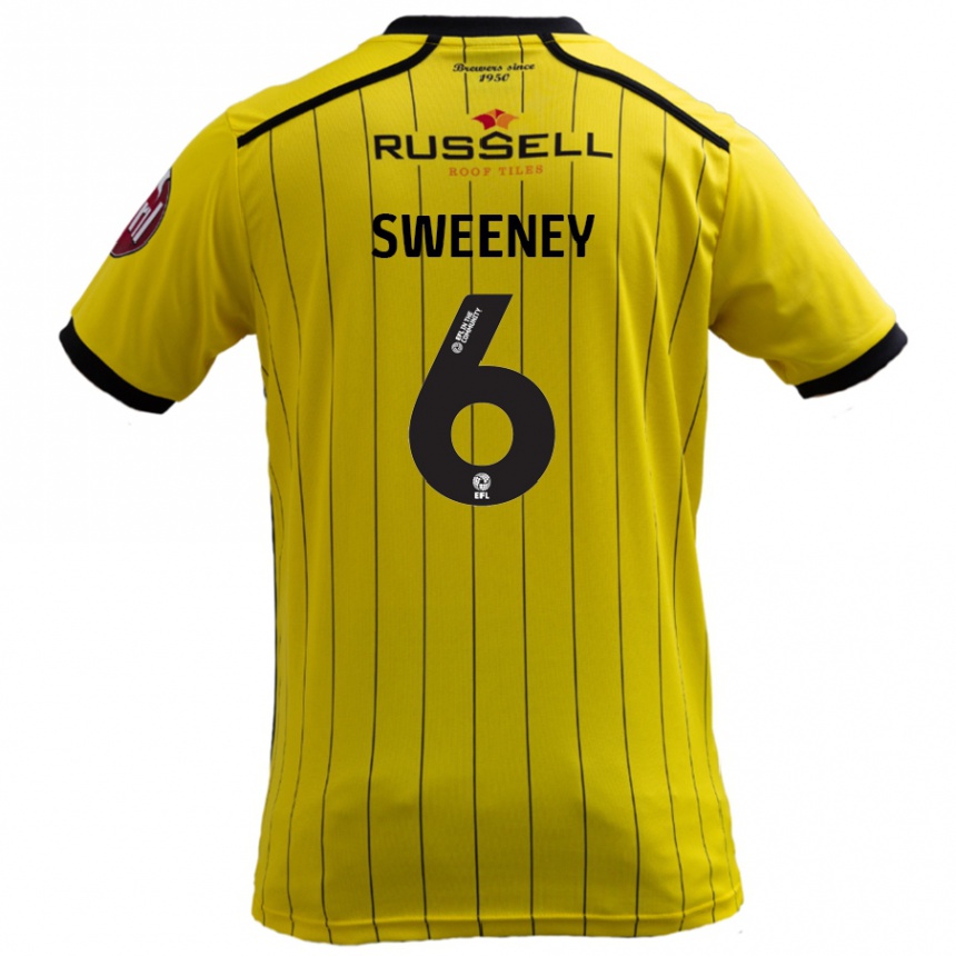 Women Football Ryan Sweeney #6 Yellow Home Jersey 2024/25 T-Shirt Nz