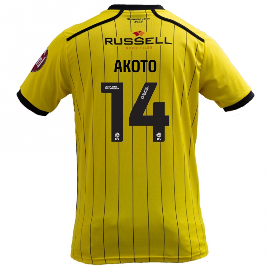 Women Football Nick Akoto #14 Yellow Home Jersey 2024/25 T-Shirt Nz