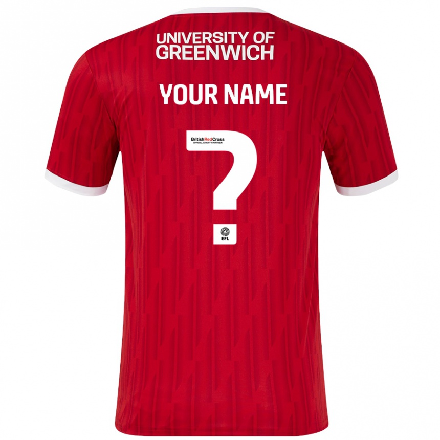 Women Football Your Name #0 Red White Home Jersey 2024/25 T-Shirt Nz