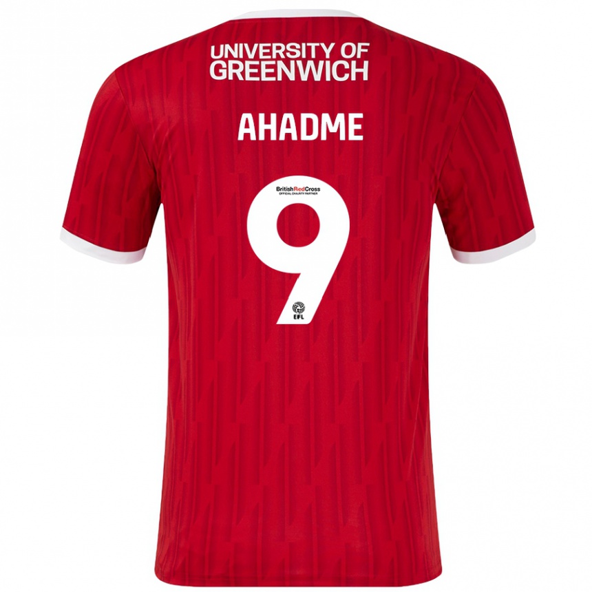 Women Football Gassan Ahadme #9 Red White Home Jersey 2024/25 T-Shirt Nz