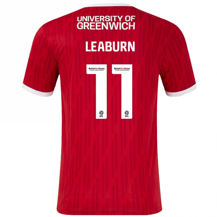 Women Football Miles Leaburn #11 Red White Home Jersey 2024/25 T-Shirt Nz