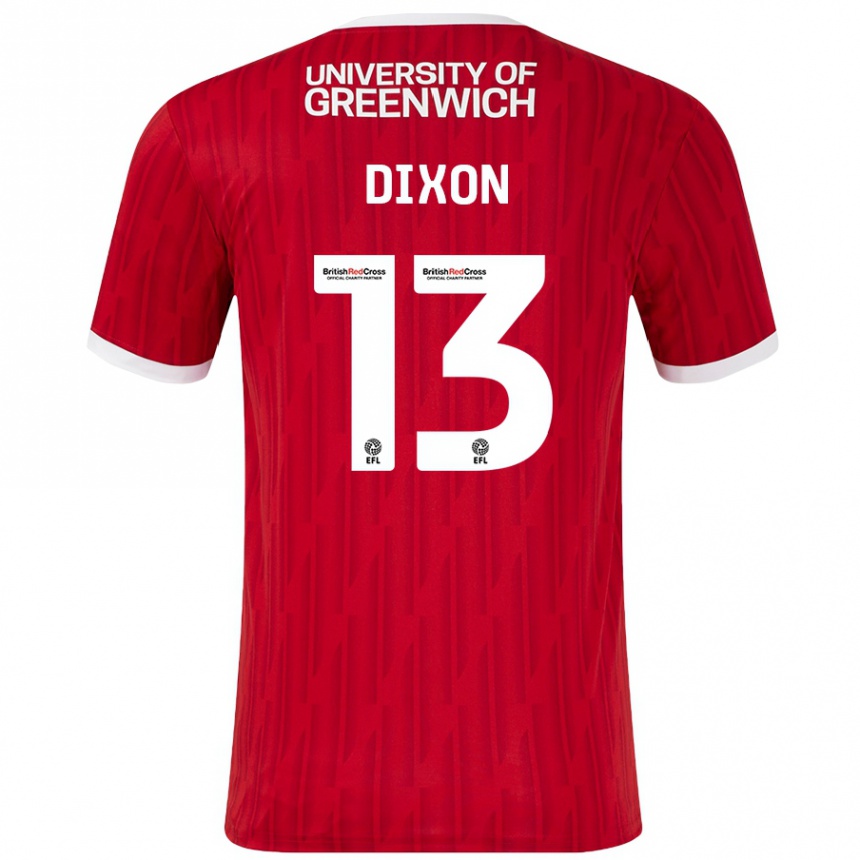 Women Football Kaheim Dixon #13 Red White Home Jersey 2024/25 T-Shirt Nz