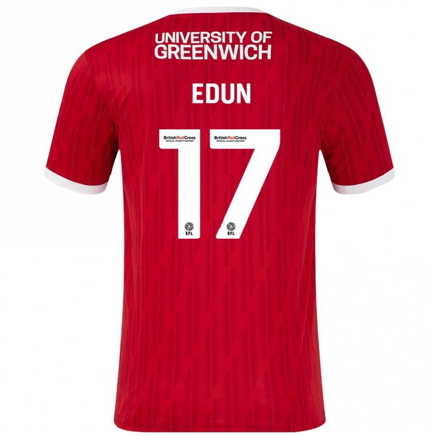 Women Football Tayo Edun #17 Red White Home Jersey 2024/25 T-Shirt Nz