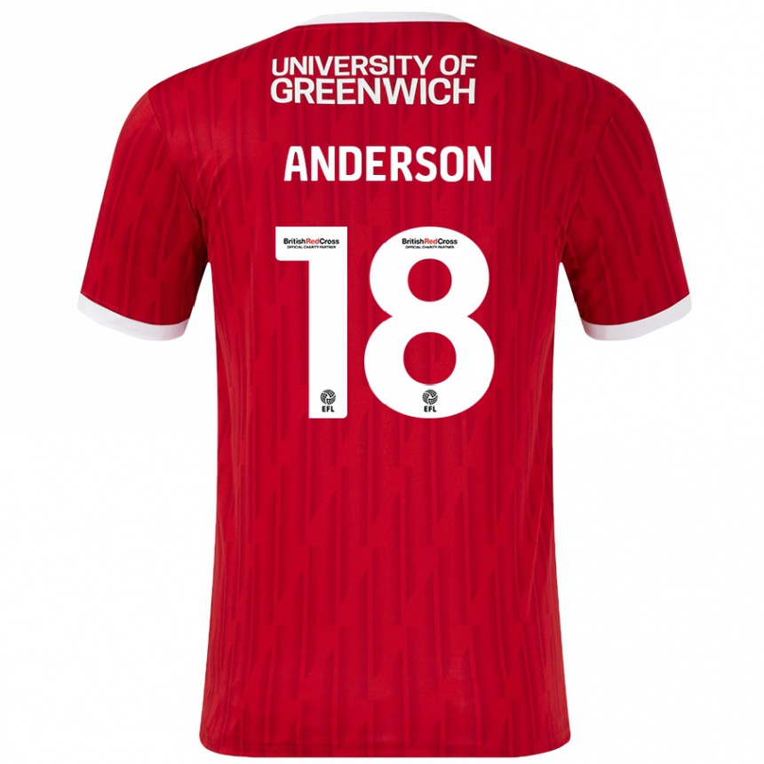 Women Football Karoy Anderson #18 Red White Home Jersey 2024/25 T-Shirt Nz