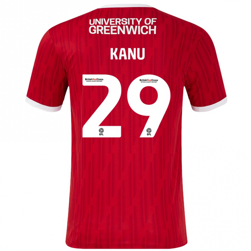 Women Football Daniel Kanu #29 Red White Home Jersey 2024/25 T-Shirt Nz